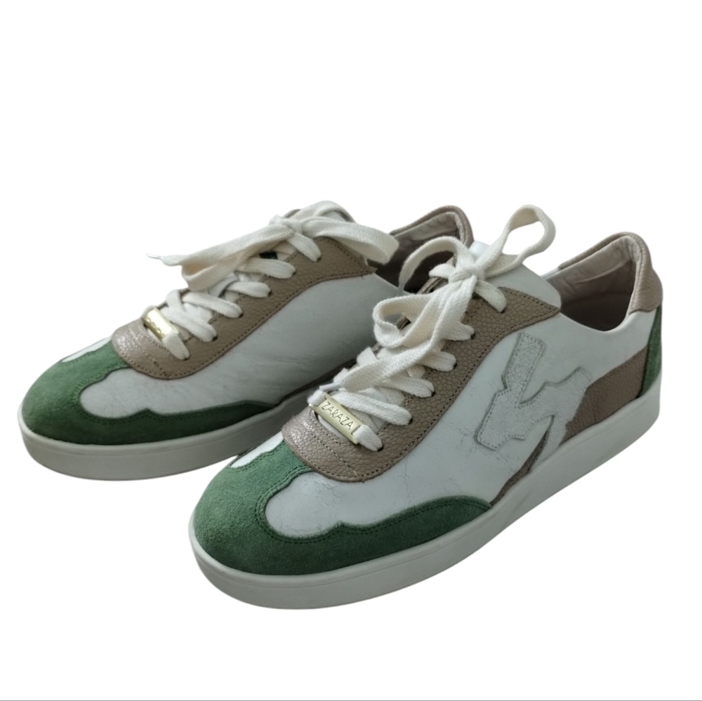 Johana Zaraza Women's Leather Quiet Luxury Old Money Preppy Sneakers size 39/8.5